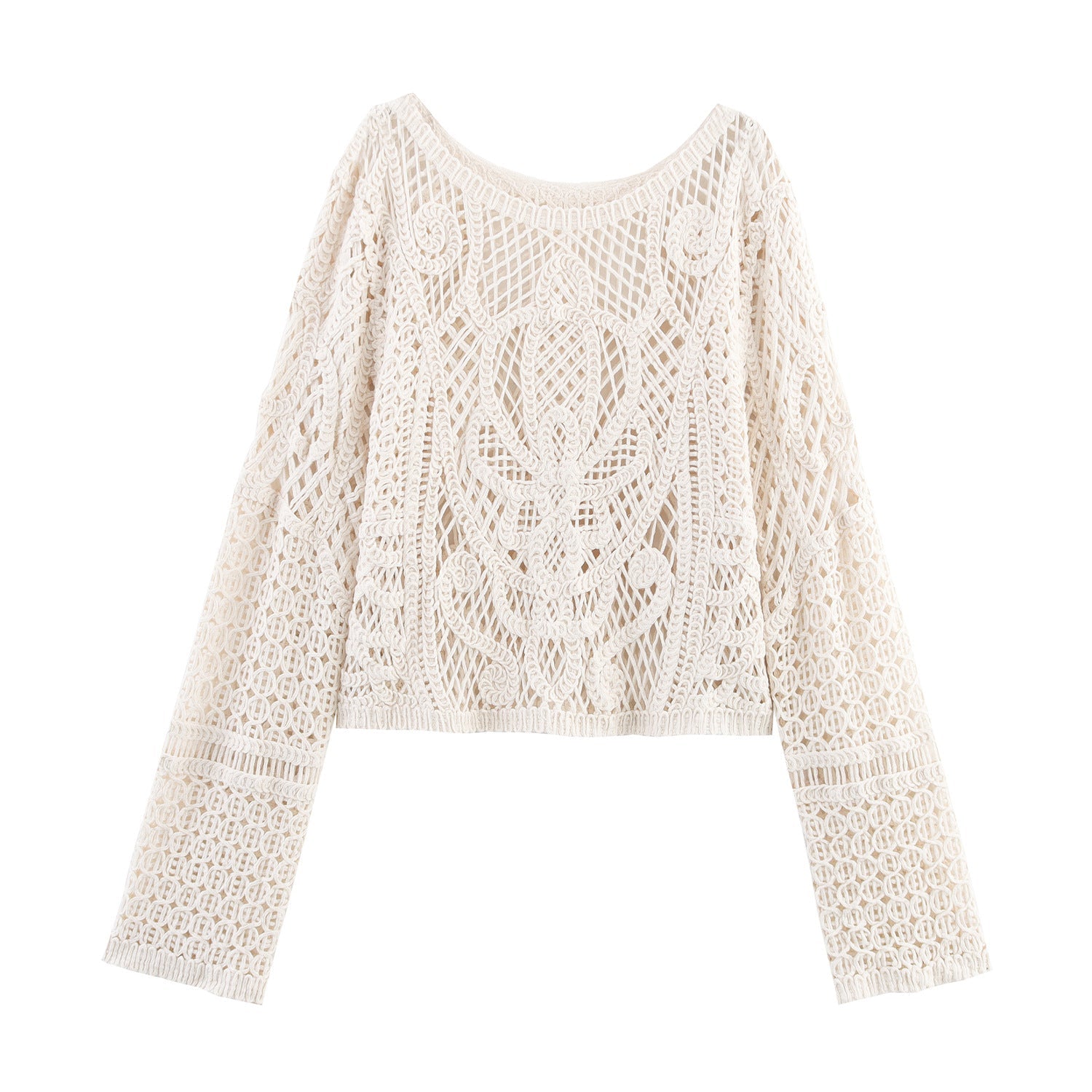 Cropped Crochet Long Sleeve Top for Women