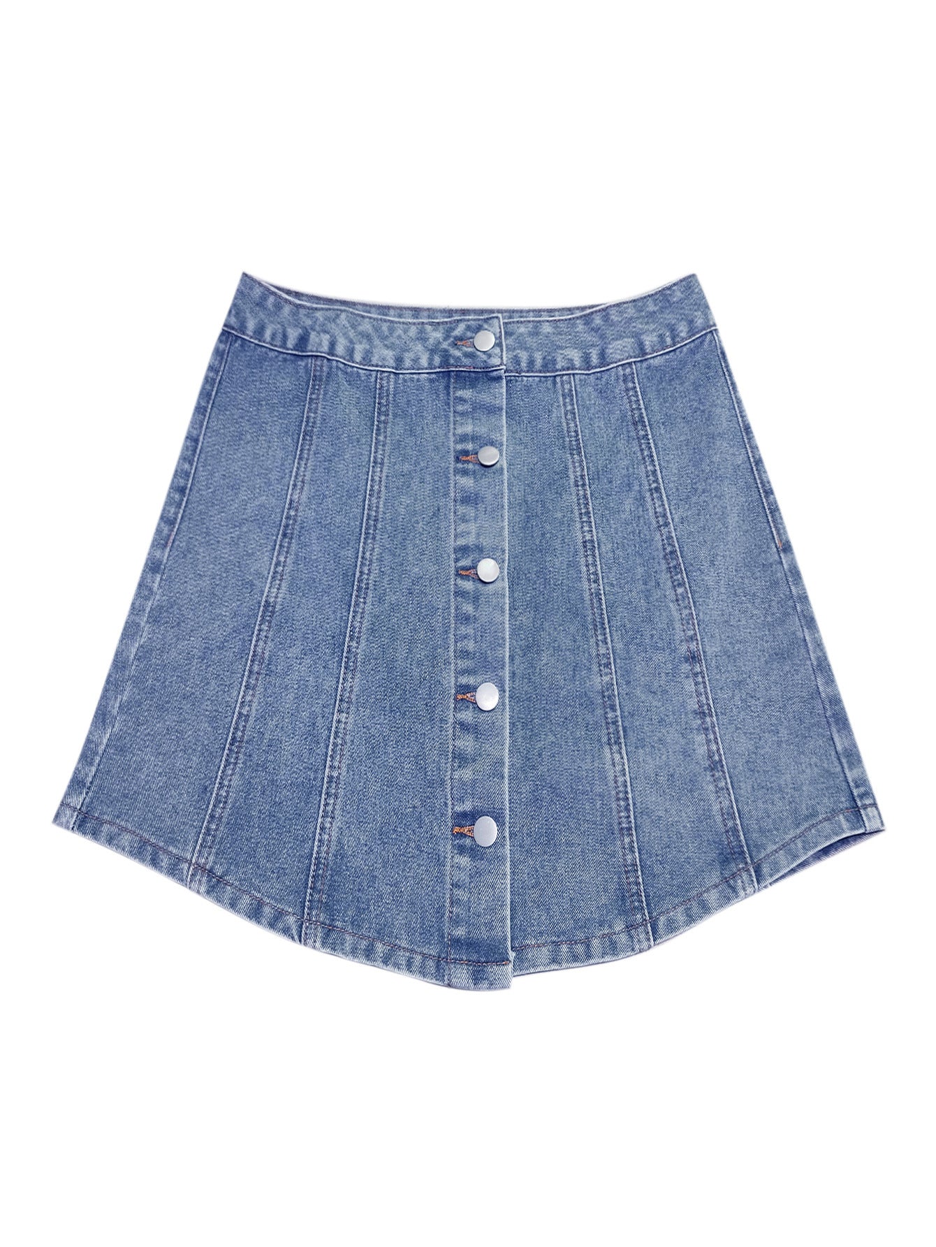 A-Line Button-Up Denim Mini Skirt for Women