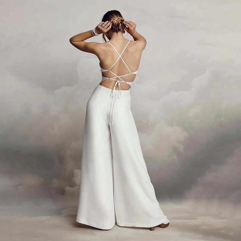 V-Neck Wide Leg Jumpsuit for Women