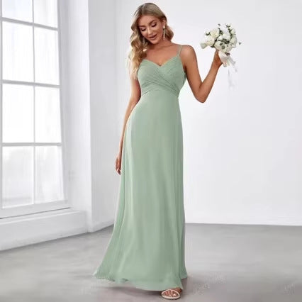 V-Neck Ruched Wedding Guest Maxi Dress for Women