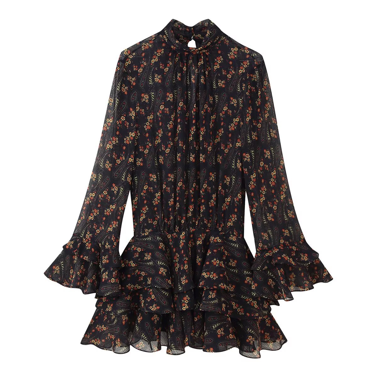 Floral Tiered Ruffle Mini Dress for Women