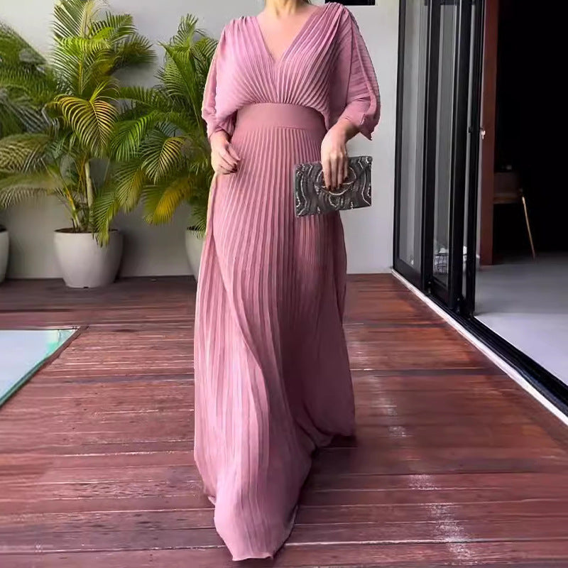 Pleated Maxi Dress Wedding Guest for Women