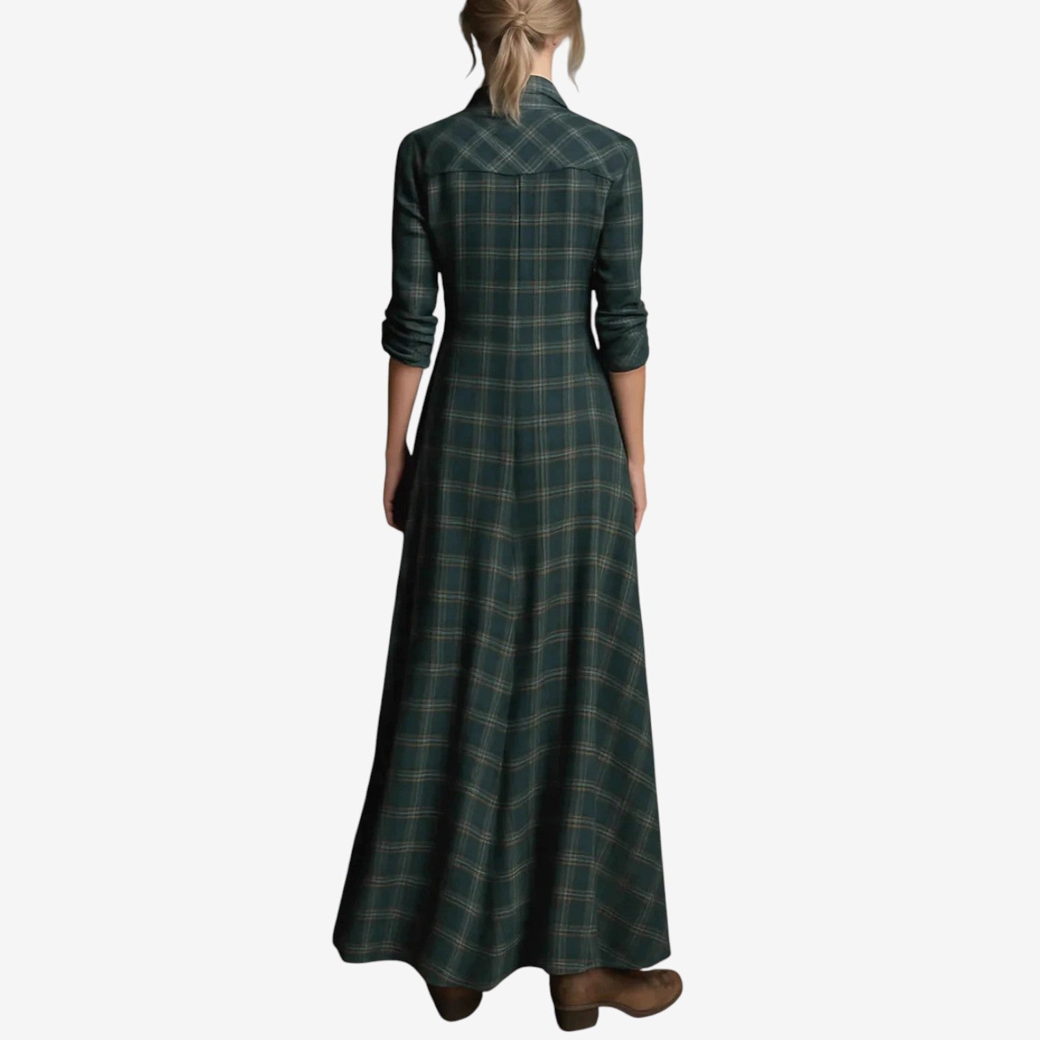 Button-Down Plaid Wedding Guest Maxi Dress for Women