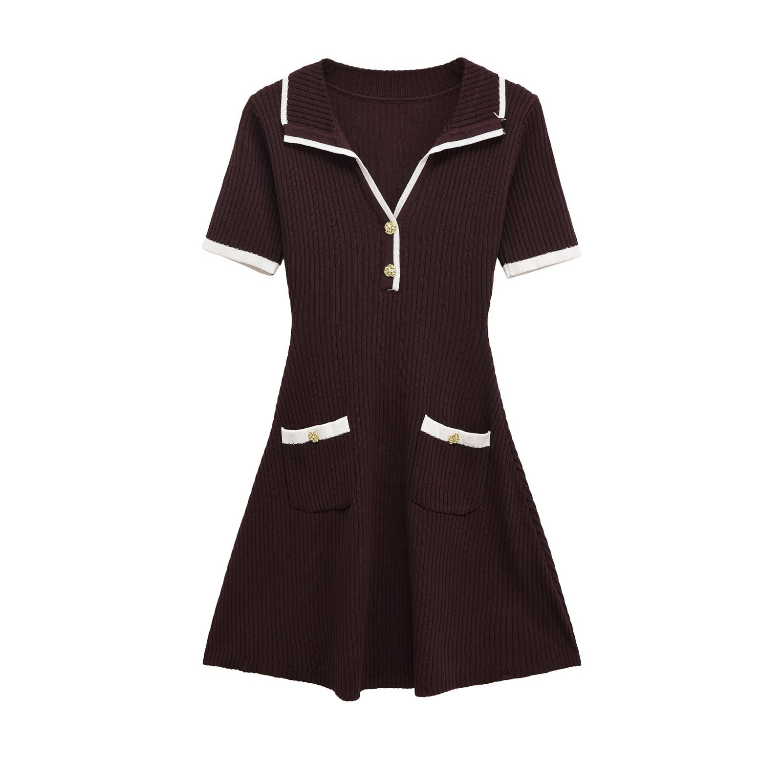 Ribbed Button Front Mini Dress for Women