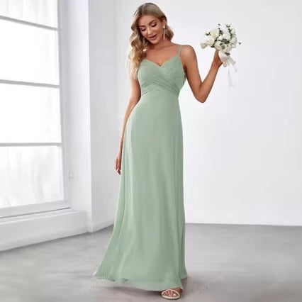 V-Neck Ruched Wedding Guest Maxi Dress for Women