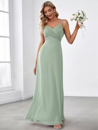 V-Neck Ruched Wedding Guest Maxi Dress for Women