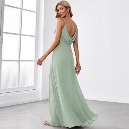 V-Neck Ruched Wedding Guest Maxi Dress for Women