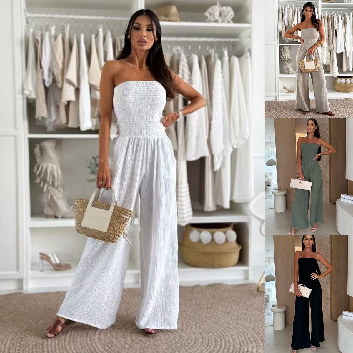 Wide Leg Strapless Jumpsuit for Women