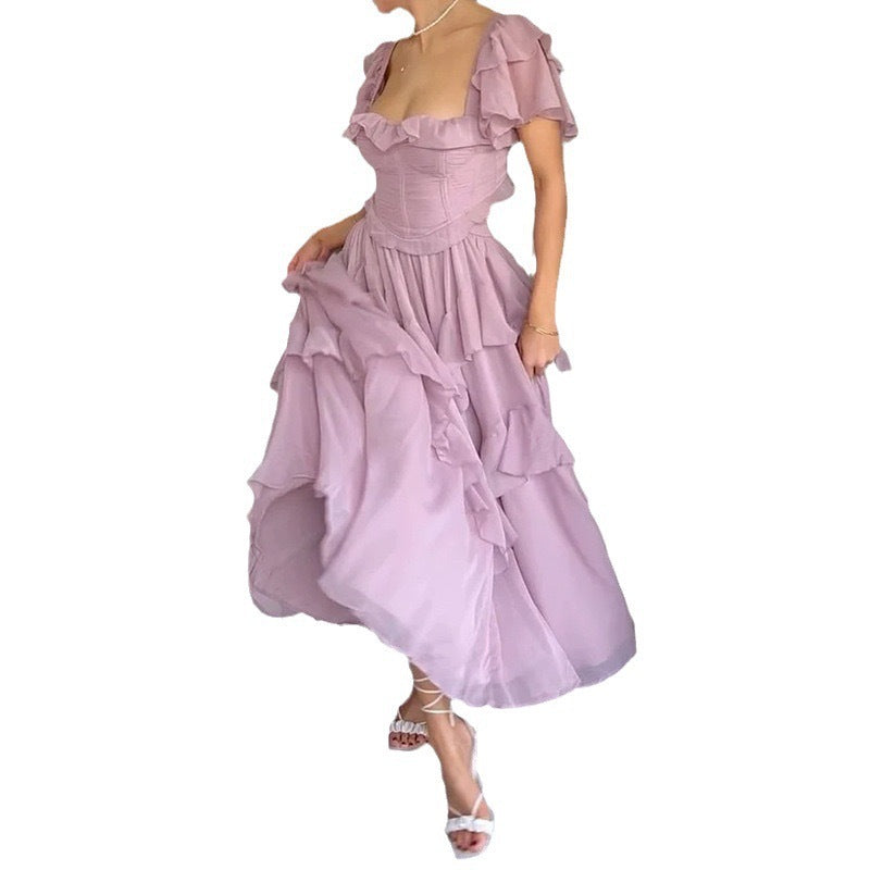 Ruffle Off-Shoulder Wedding Guest Maxi Dress for Women