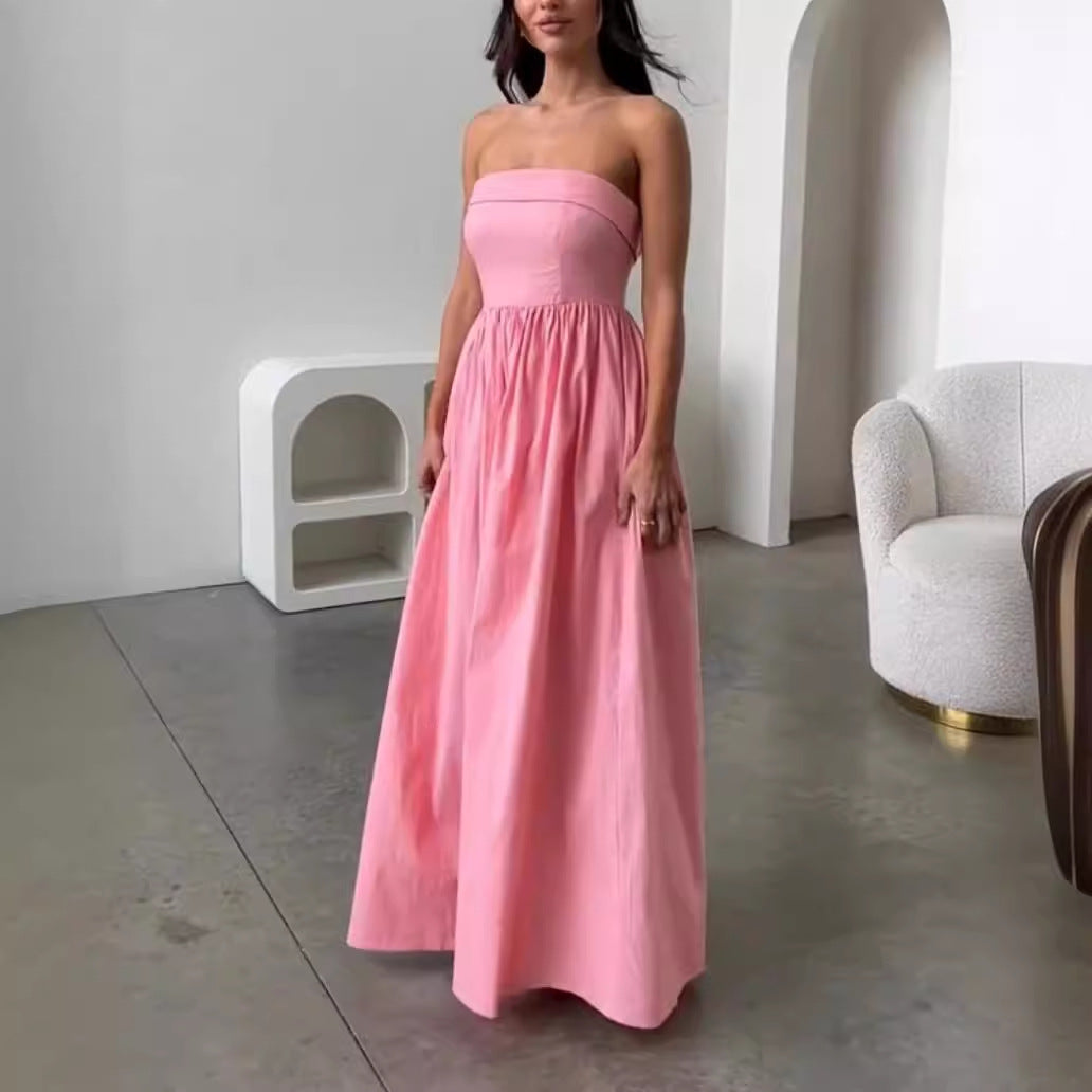 Strapless A-Line Wedding Guest Maxi Dress for Women