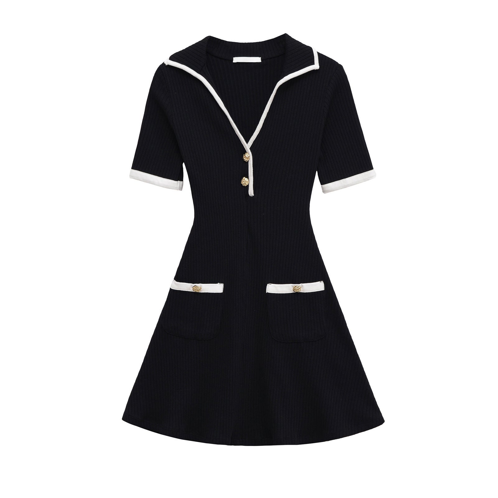 Ribbed Button Front Mini Dress for Women