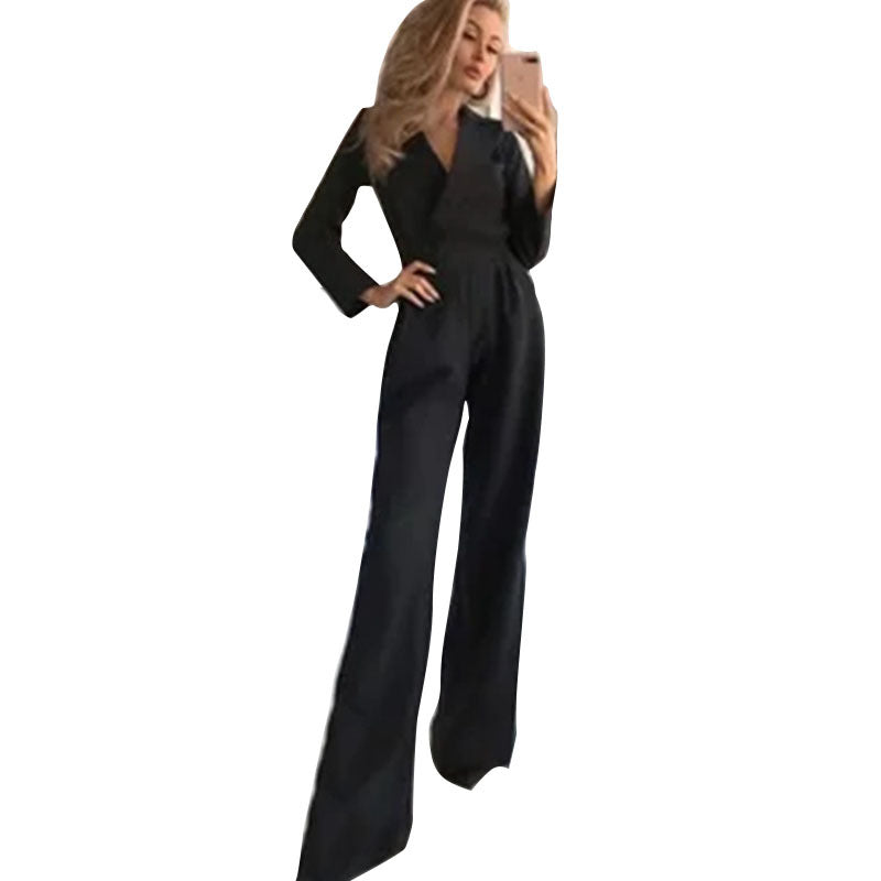 Wide Leg V-Neck Jumpsuit for Women