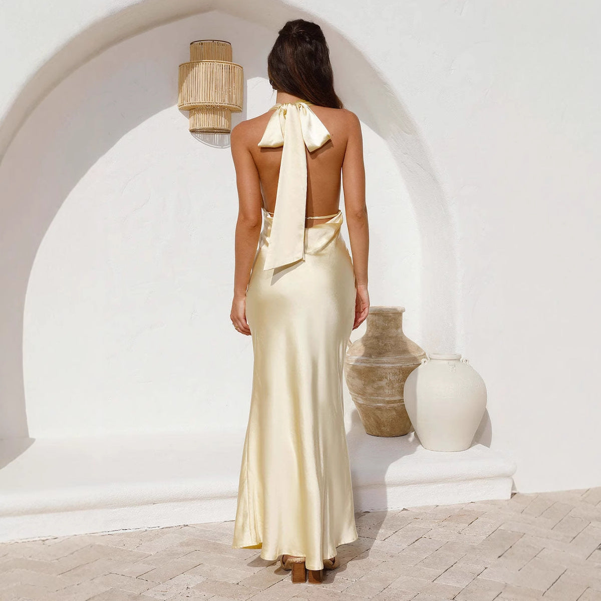 Satin Wedding Guest Maxi Dress for Women