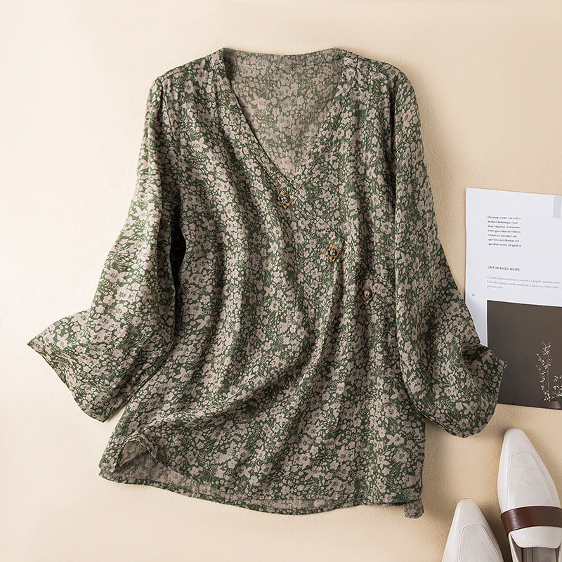 Summer Print Relaxed Blouse for Women
