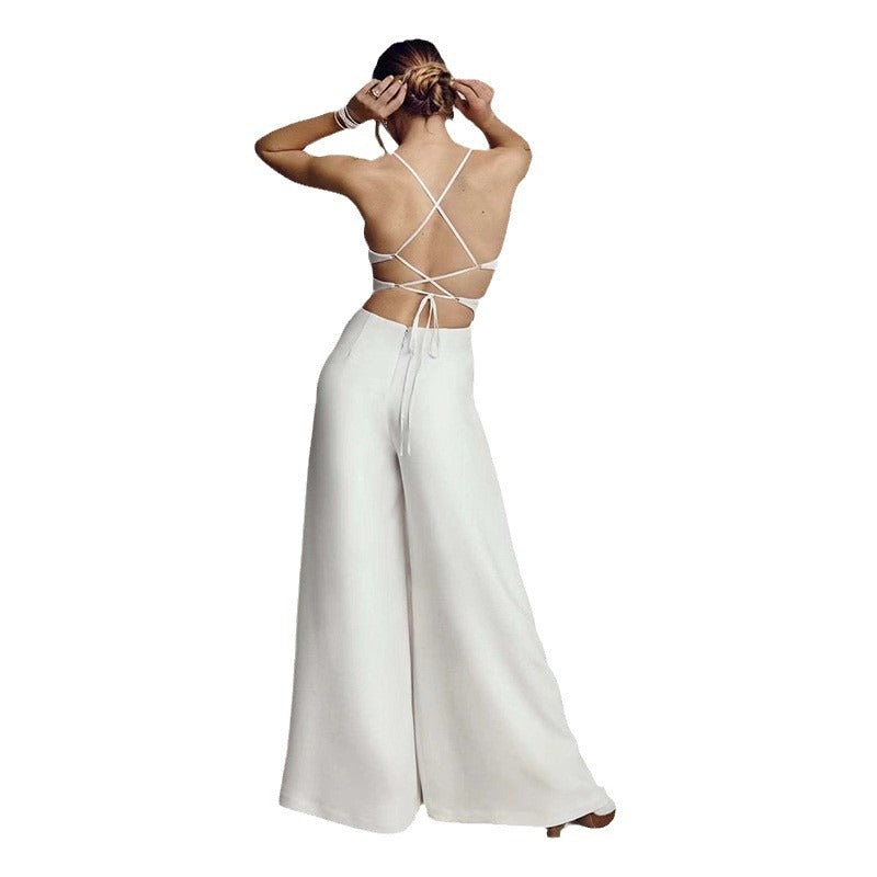 V-Neck Wide Leg Jumpsuit for Women