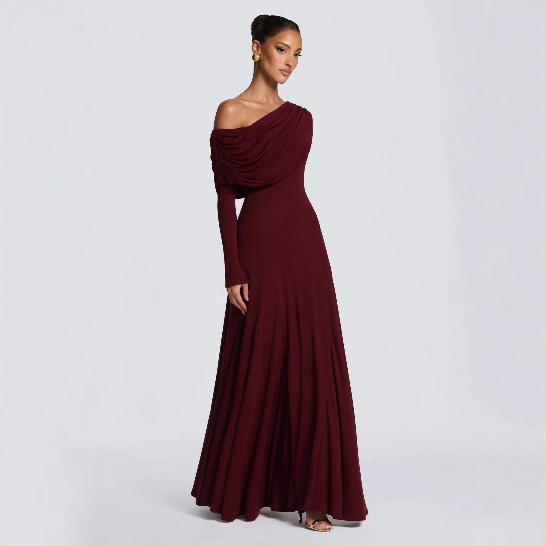 Off-Shoulder Wedding Guest Maxi Dress for Women