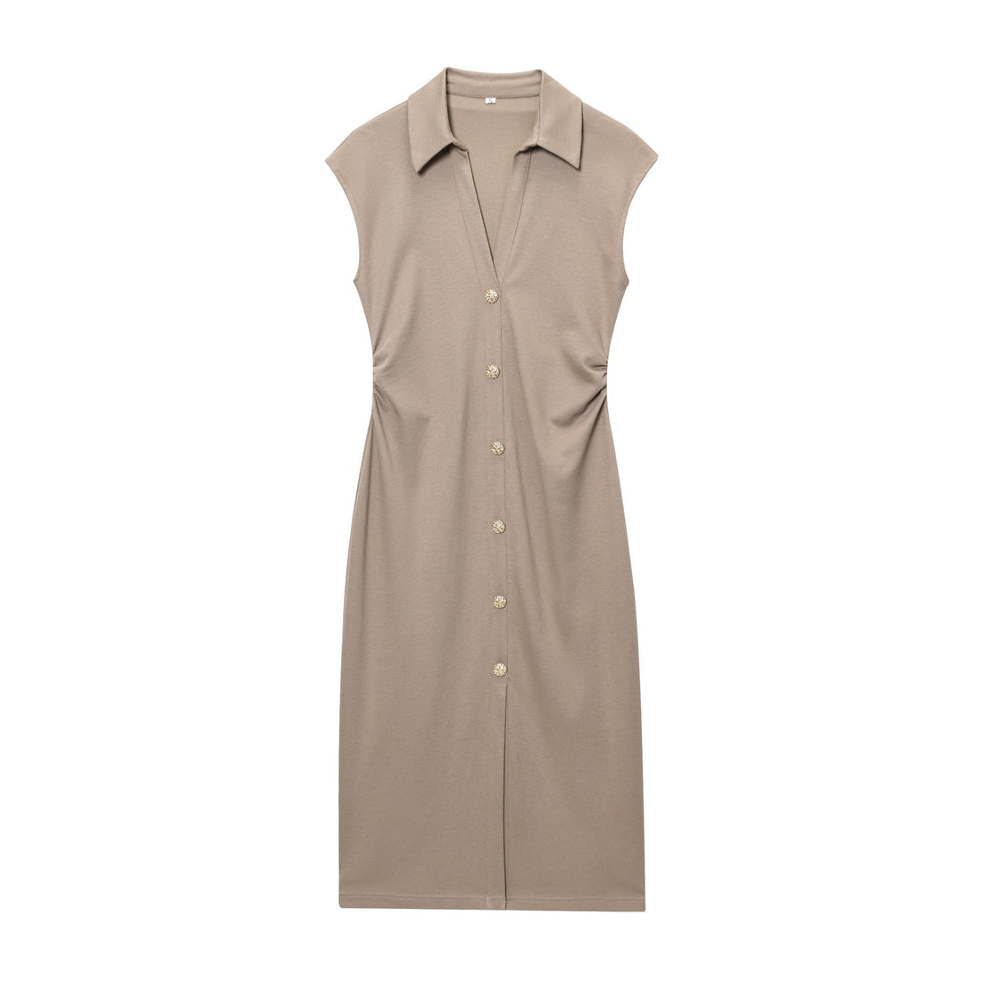 Tailored Button Front Sleeveless Midi Dress for Women