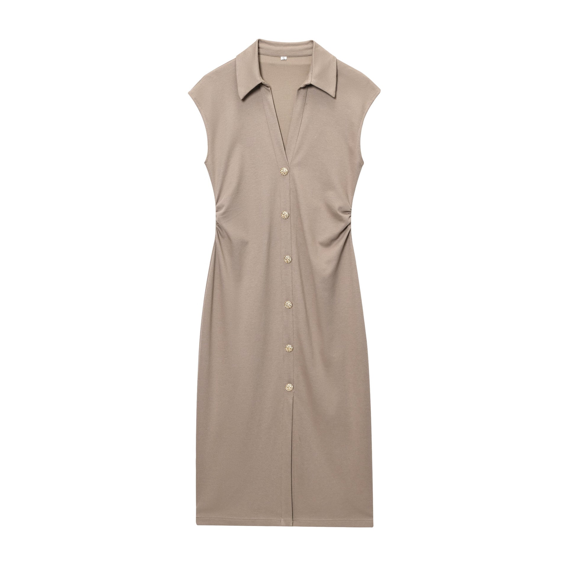 Tailored Button Front Sleeveless Midi Dress for Women