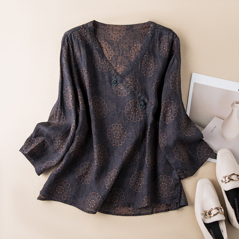 Summer Print Relaxed Blouse for Women