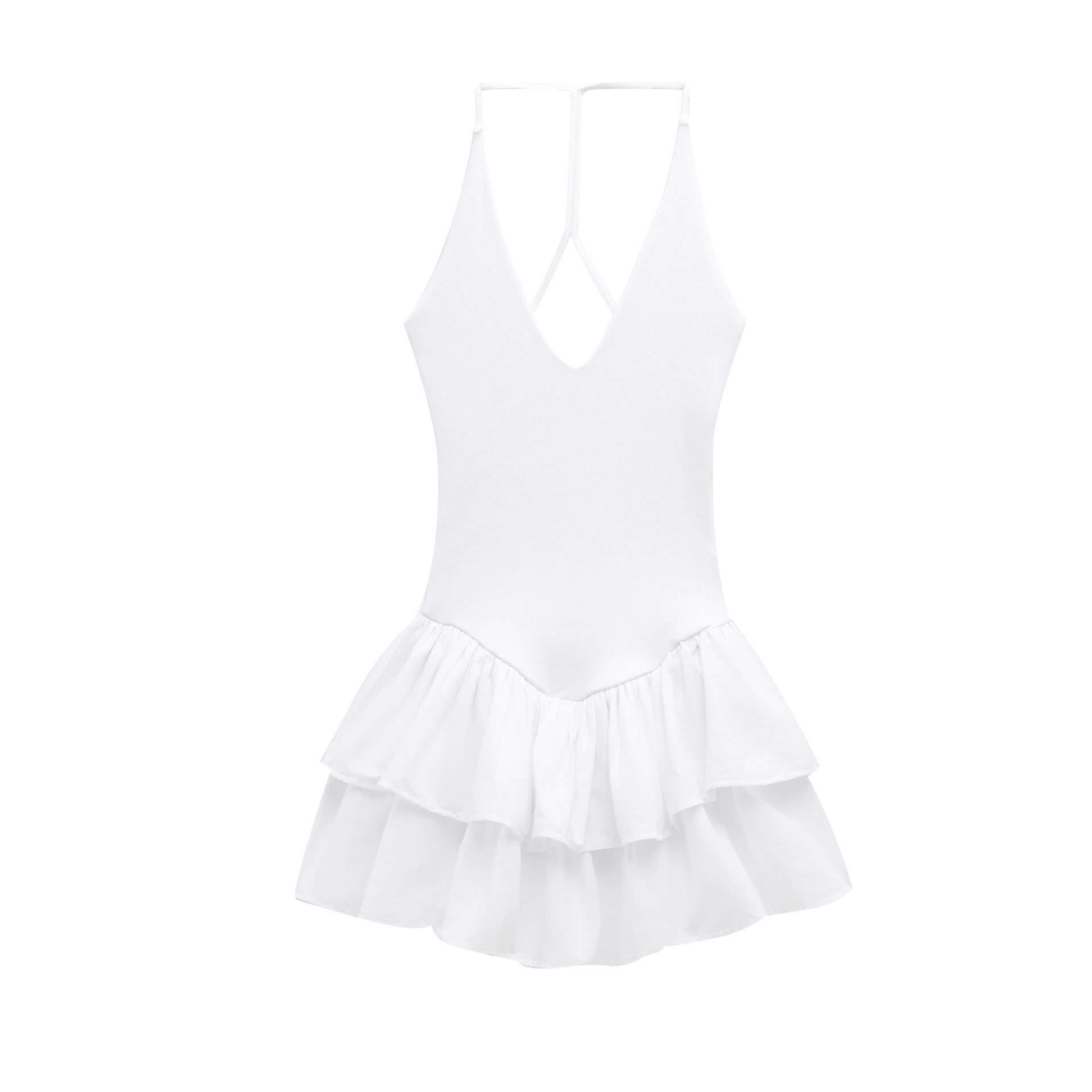 Tiered Ruffle Mini Dress with Halter Neck for Women