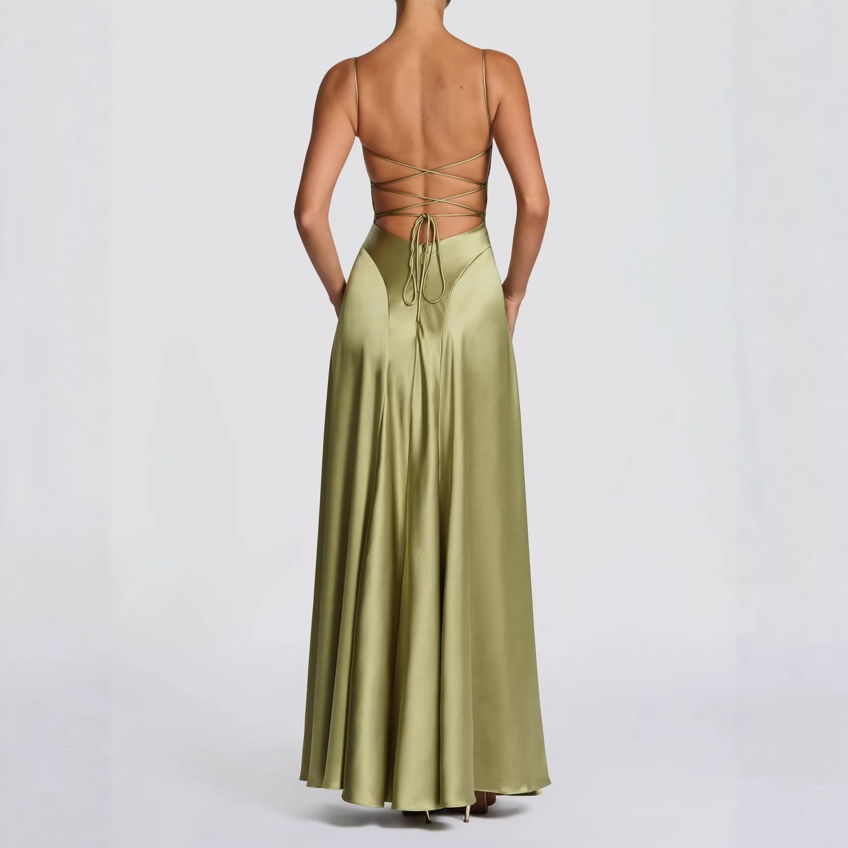 Satin Sweetheart Neckline Wedding Guest Maxi Dress for Women