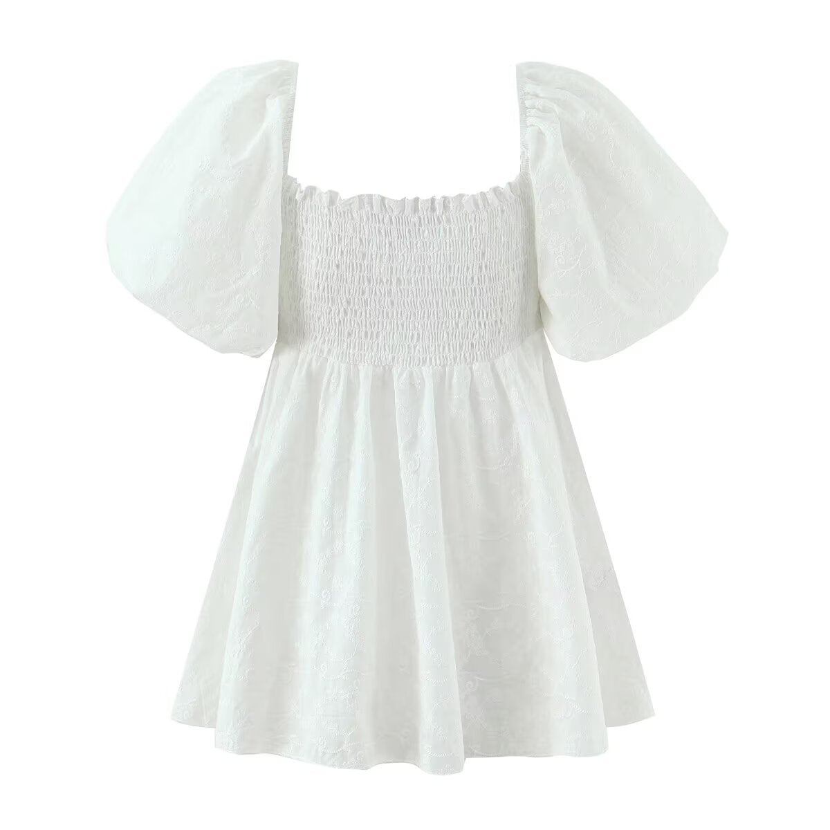 Square Neck Mini Dress with Puff Sleeve for Women