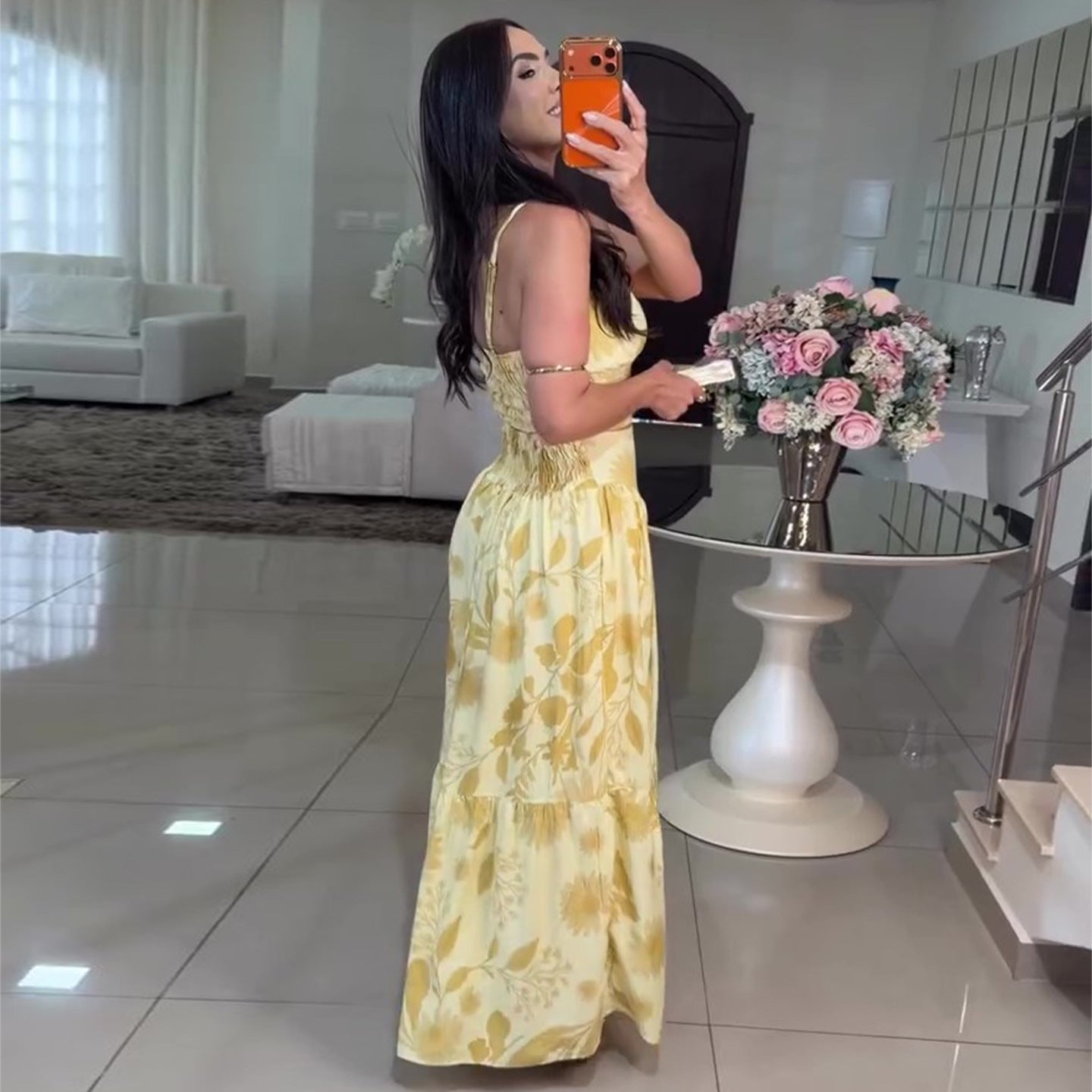 Floral Sleeveless Wedding Guest Maxi Dress for Women