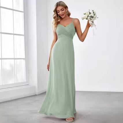 V-Neck Ruched Wedding Guest Maxi Dress for Women