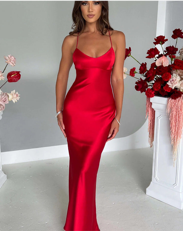 Spaghetti Strap Wedding Guest Maxi Dress for Women