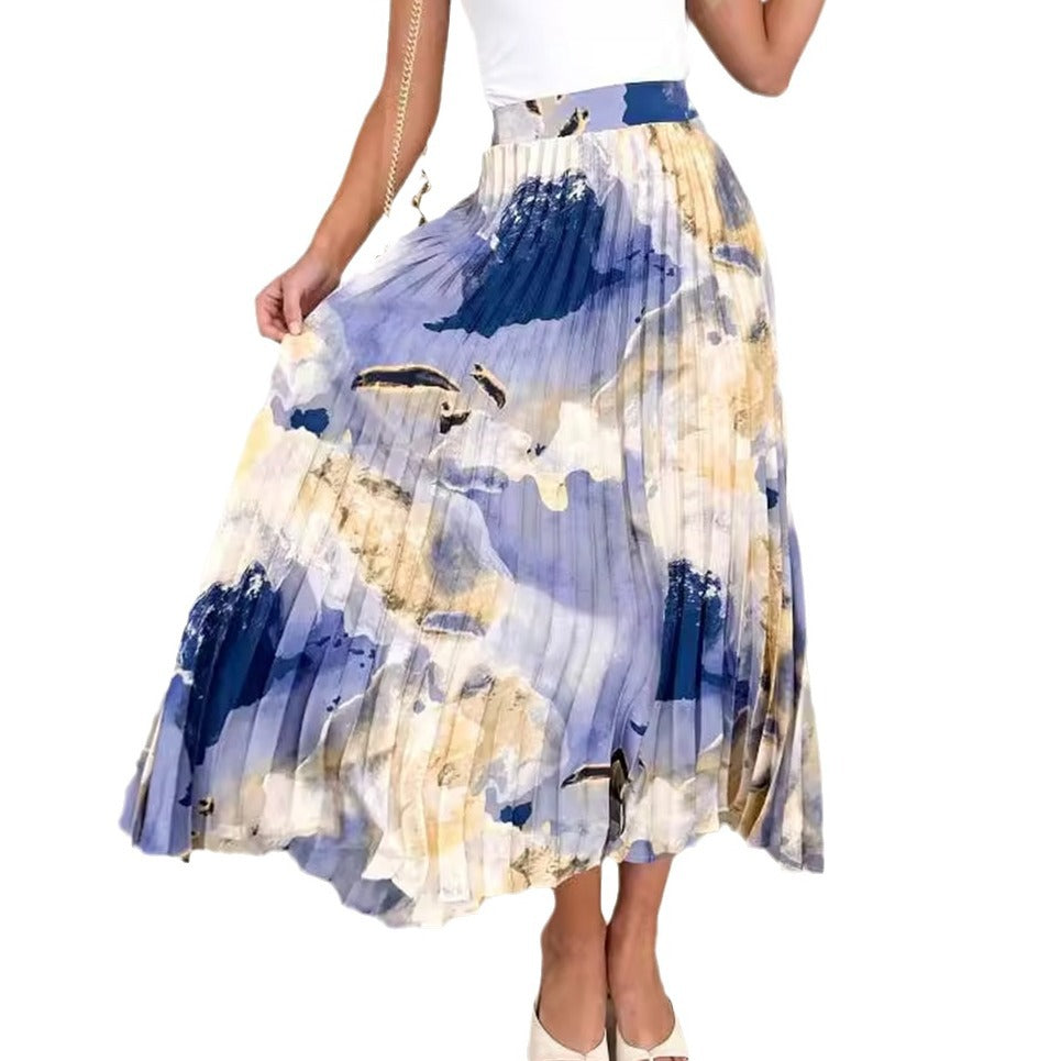 Pleated Wedding Guest Maxi Skirt for Women