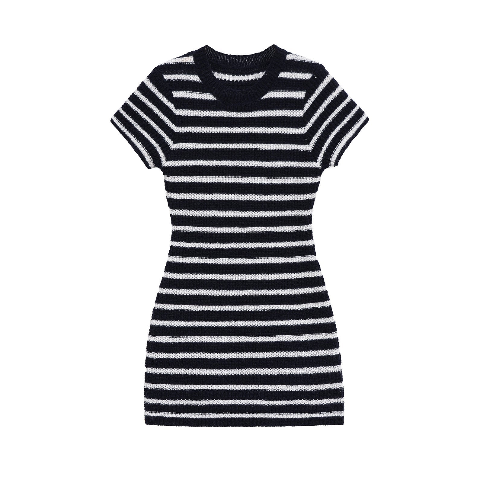 Striped Ribbed Crochet Mini Dress for Women