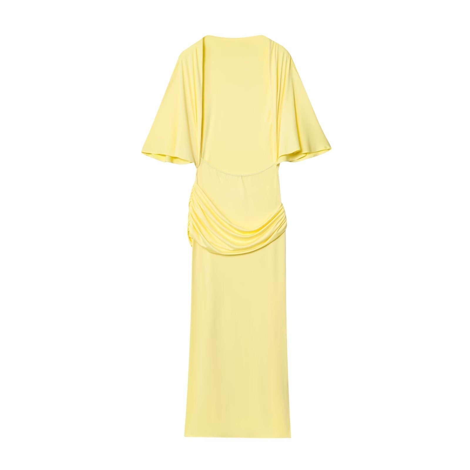Draped Maxi Dress with Flutter Sleeves for Women