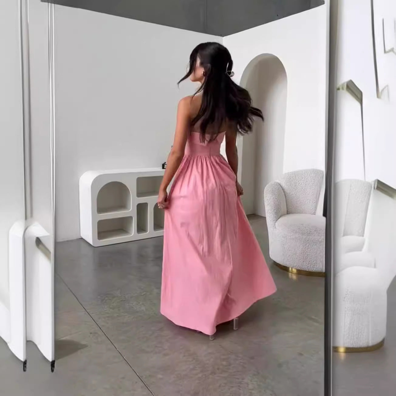 Strapless A-Line Wedding Guest Maxi Dress for Women