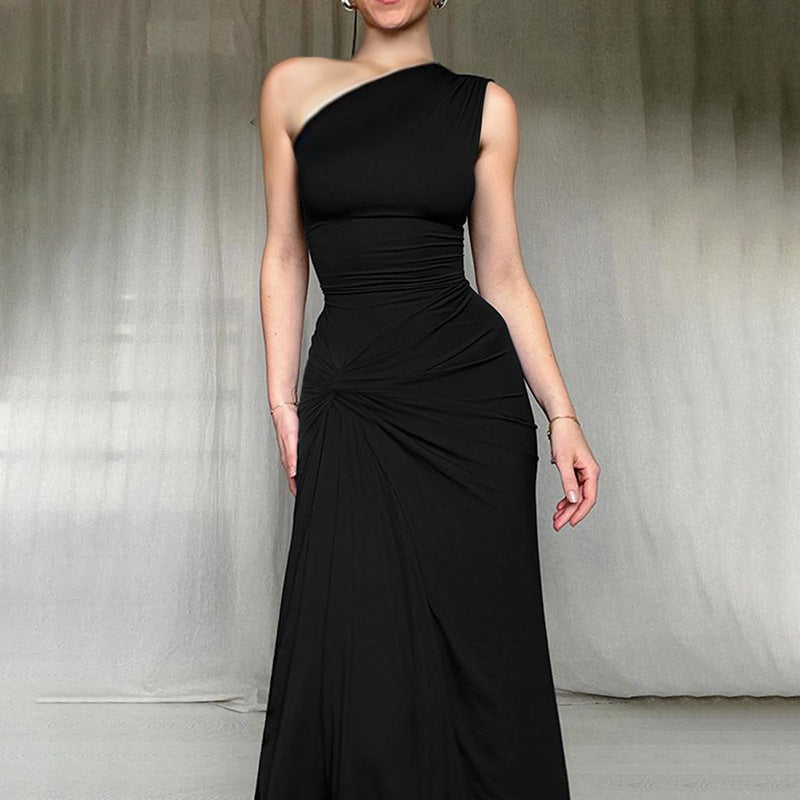 One-Shoulder Wedding Guest Maxi Dress with Side Split for Women
