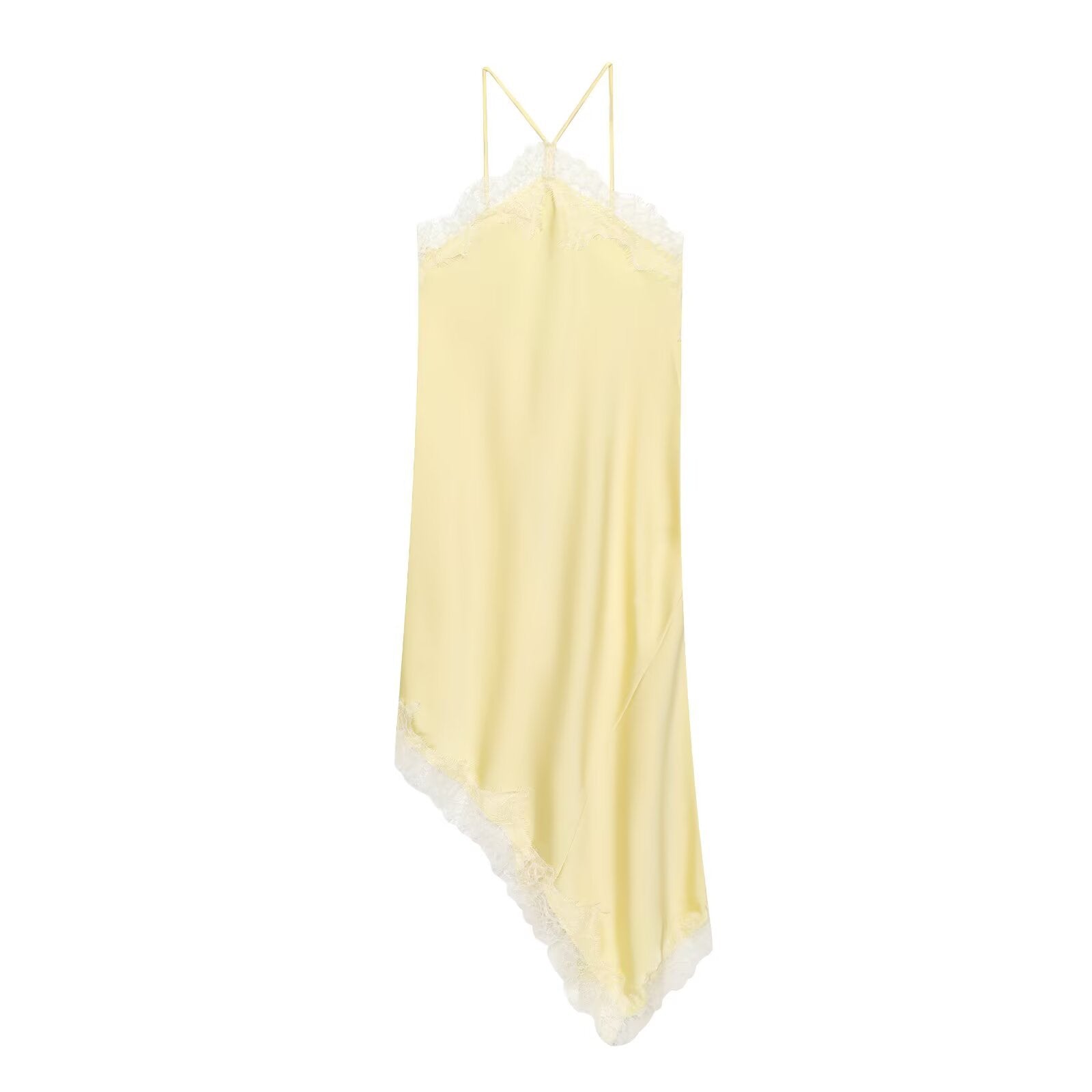 Satin Slip Dress with Asymmetric Hem for Women