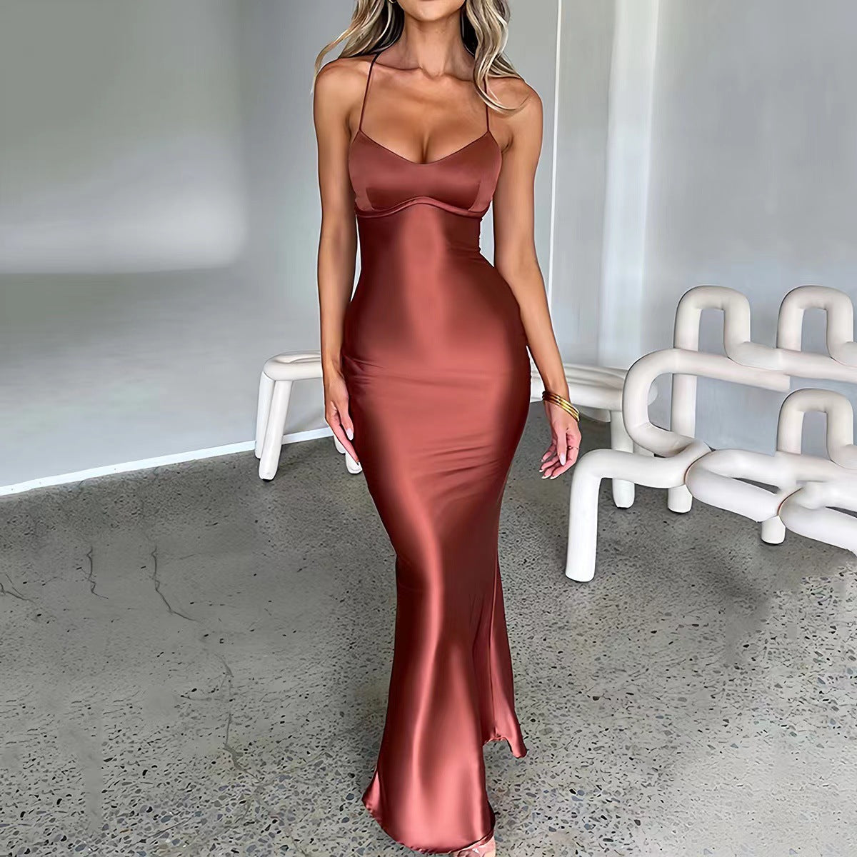 Spaghetti Strap Wedding Guest Maxi Dress for Women