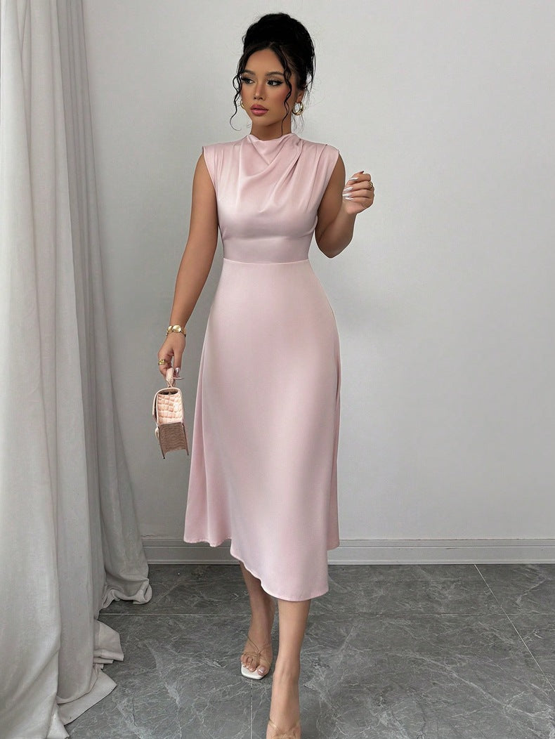 Sleeveless Satin Midi Dress for Women