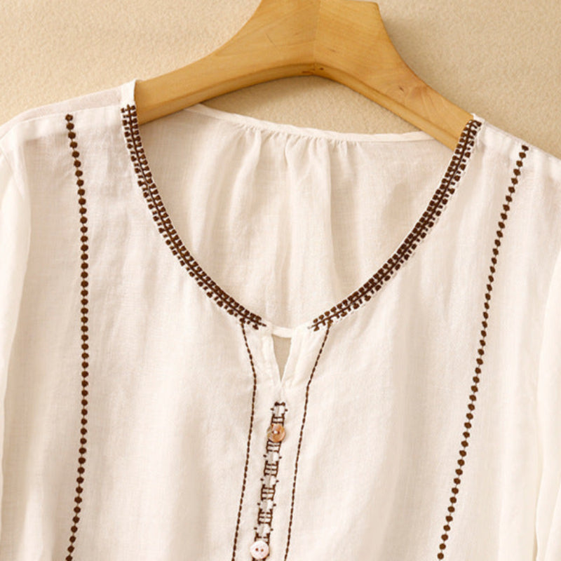 Embroidered Ruffle Sleeve Blouse for Women