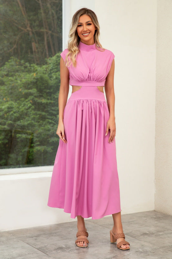 Stand Collar Cut-Out Wedding Guest Maxi Dress for Women