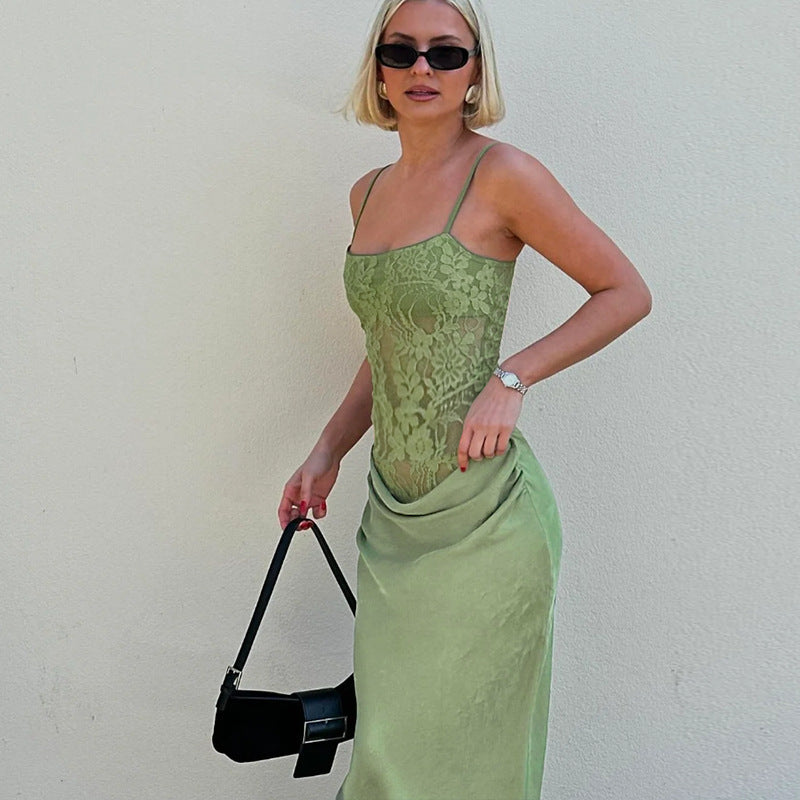 Strapless Lace Maxi Dress Wedding Guest for Women