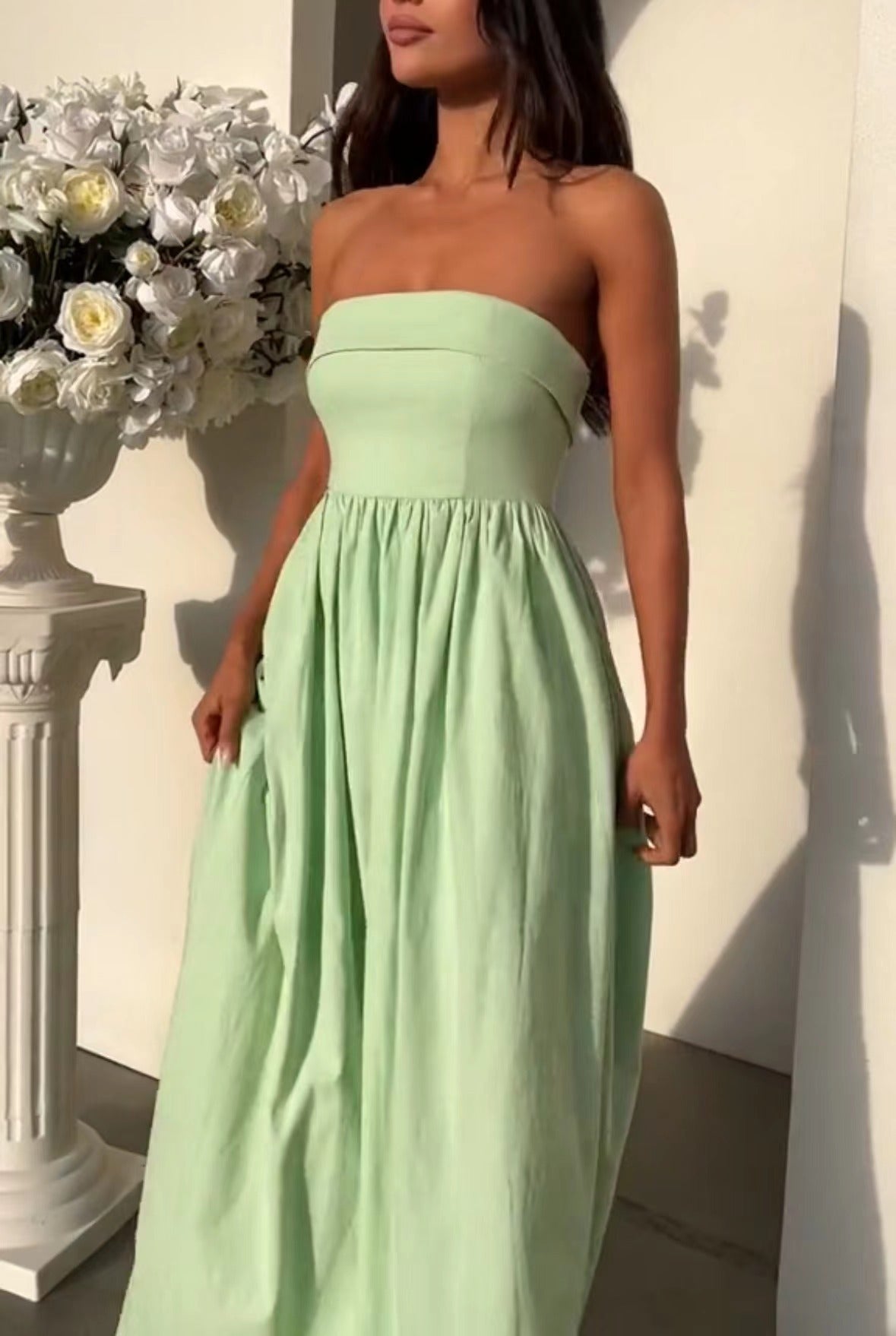 Strapless A-Line Wedding Guest Maxi Dress for Women