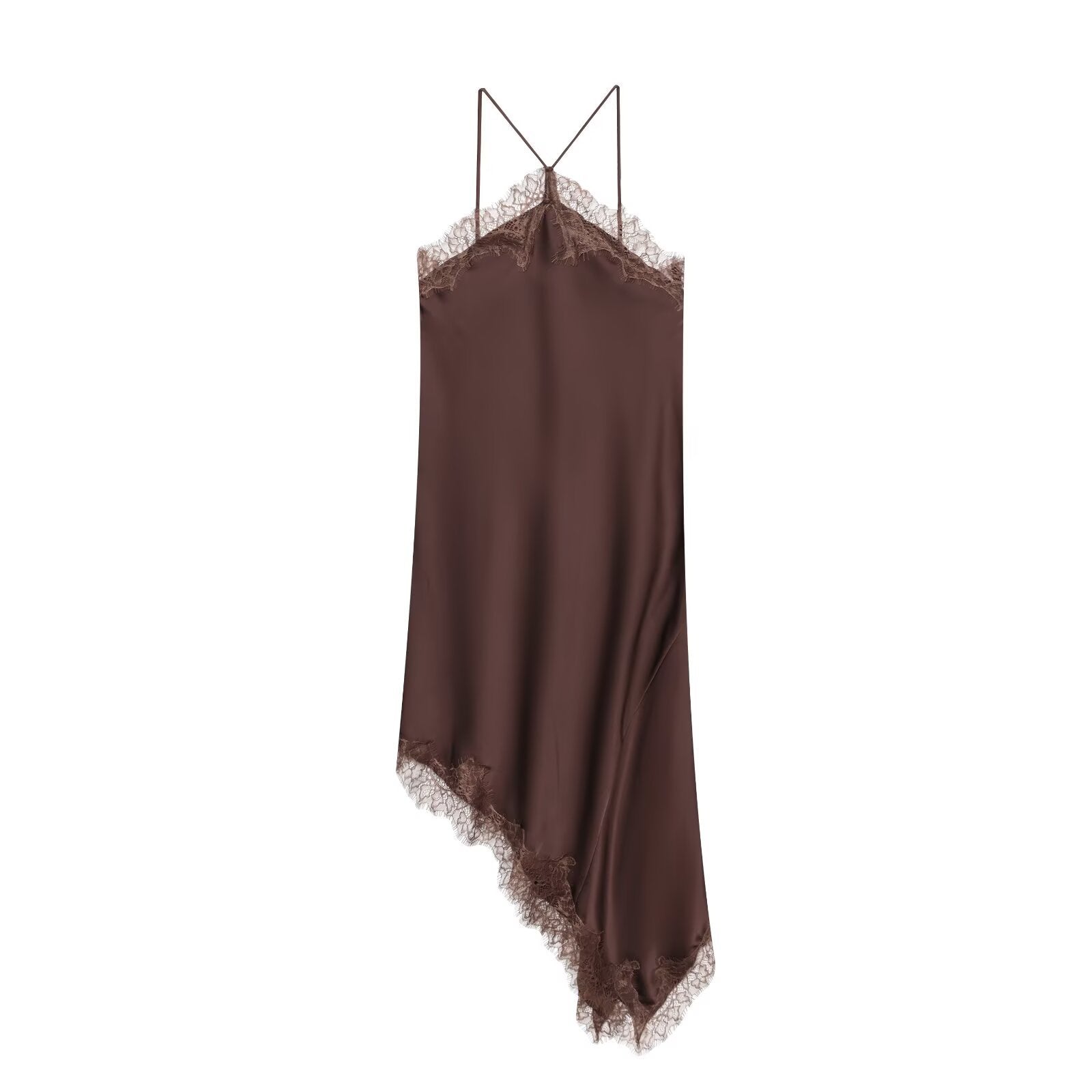 Satin Slip Dress with Asymmetric Hem for Women
