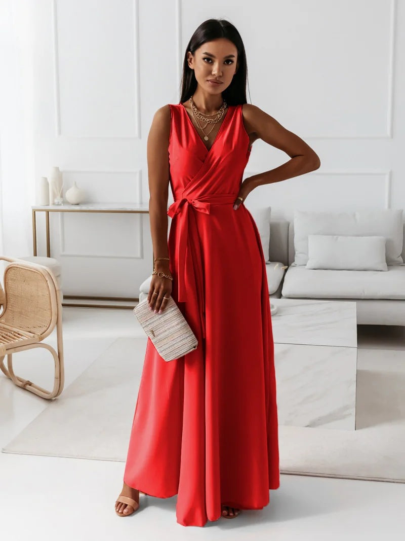 Wedding Guest V-Neck Wrap Maxi Dress for Women