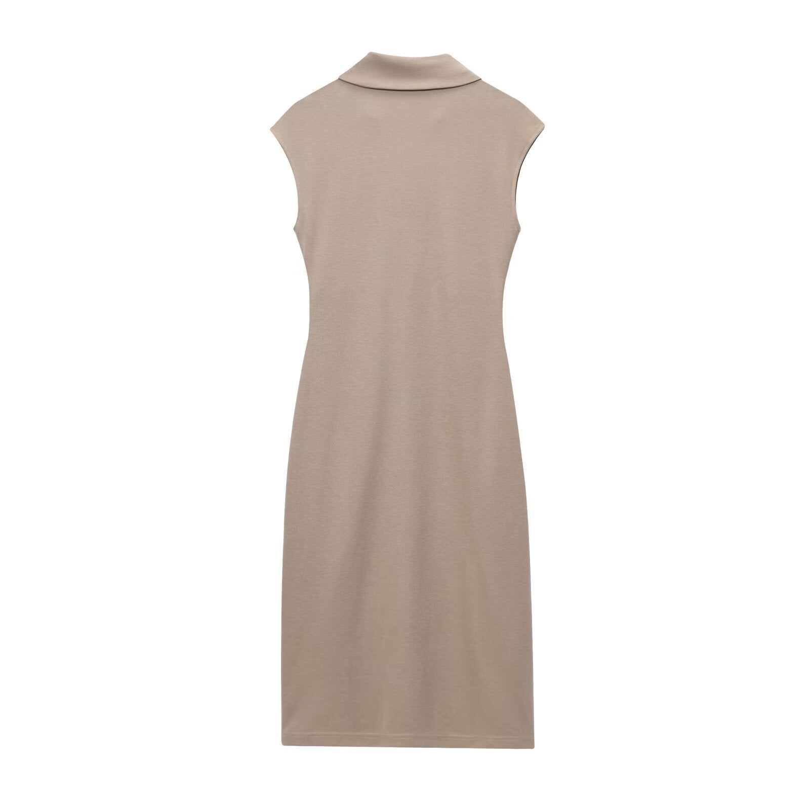 Tailored Button Front Sleeveless Midi Dress for Women