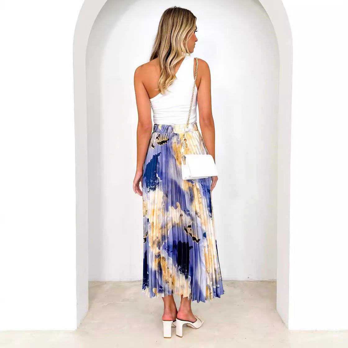 Pleated Wedding Guest Maxi Skirt for Women