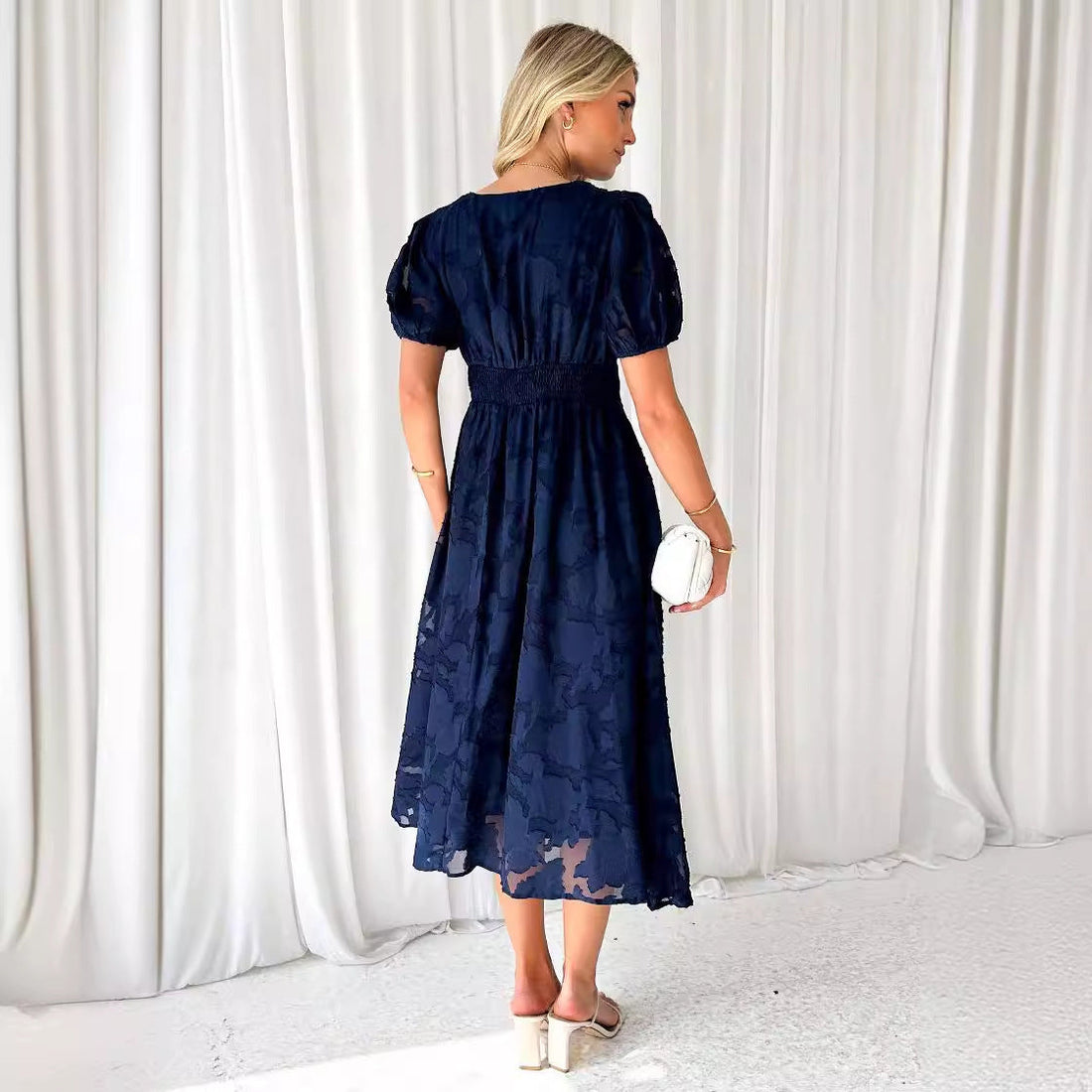 Puff Sleeve Wedding Guest Maxi Dress for Women