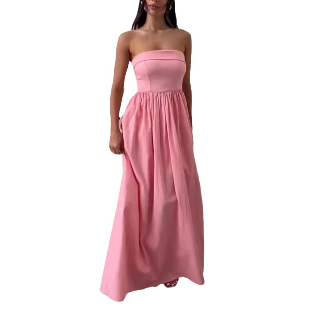 Strapless A-Line Wedding Guest Maxi Dress for Women