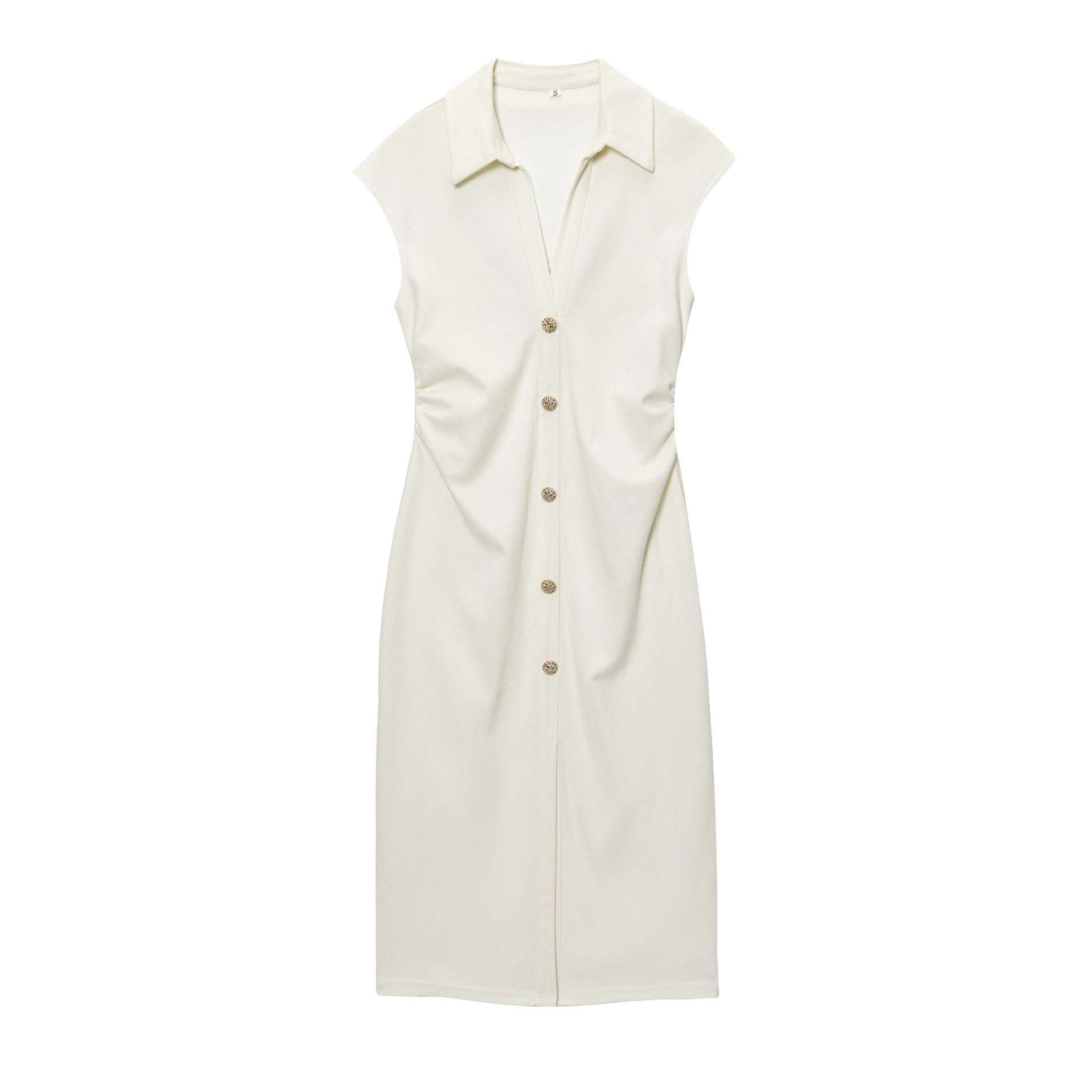 Tailored Button Front Sleeveless Midi Dress for Women