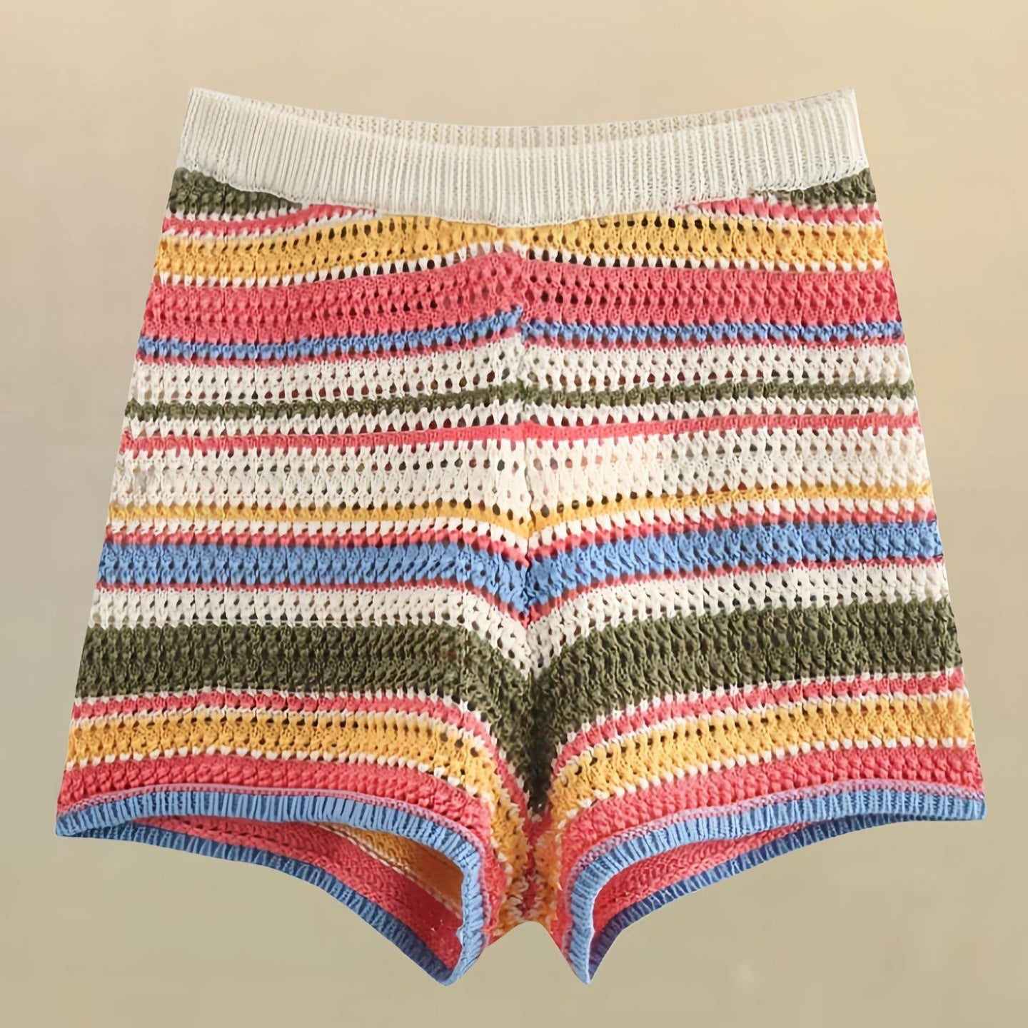 Cropped Striped Crochet Co-Ord for Women