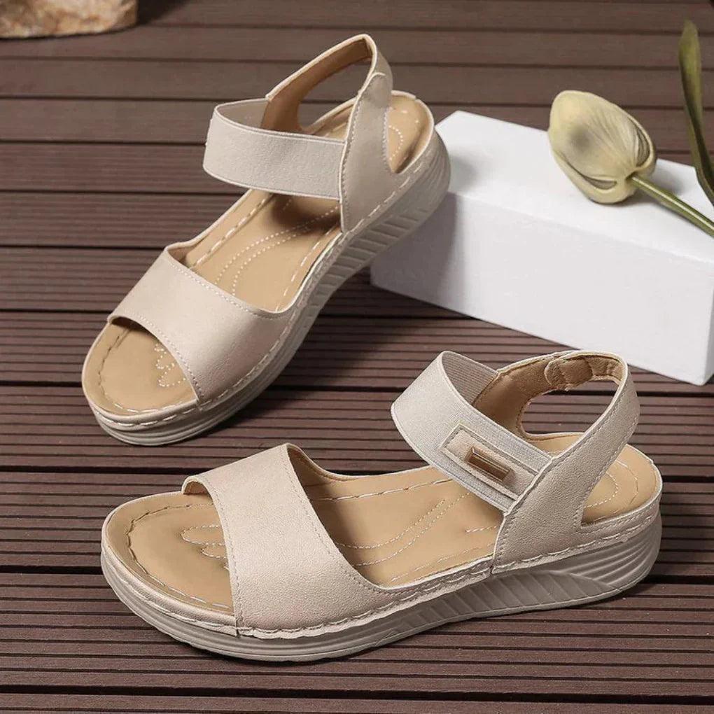 Open Toe Wedge Sandals with Wide Straps for Women